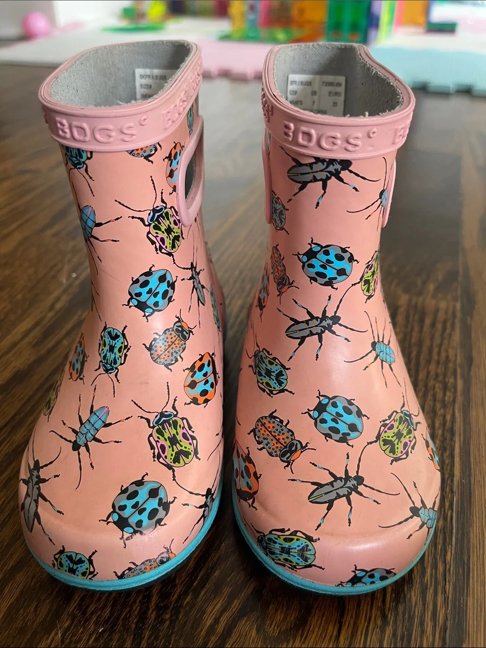 Bogs Pink Kids' Bug Print Waterproof Rain Boots